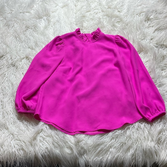 J Crew Long-sleeve Ruffleneck Top In 365 Crepe - Picture 2 of 5